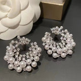 French Vintage-Inspired Luxurious Faux-Pearl Irregular Round Earrings for Women
