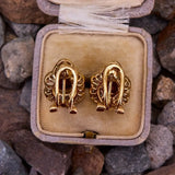 Copper Hoop Earrings with Red & Clear Gemstone