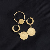 Queen Brass Plated Stainless Steel Golden Earrings With Moveable queen ring