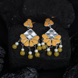 Yellow light weight kundan earnings for women