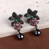 Floral & Shell Beaded Dangle Earrings