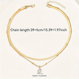 Layered Necklace, 14K Golden Plated, Cubic Zirconia Pendant