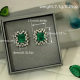 Green Square Zirconia Stud Earrings for Women