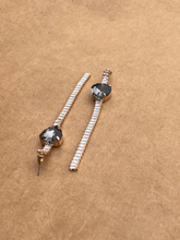 Brass platted black Zircon long earrings