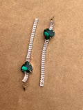 Brass platted green long zircon earrings for women