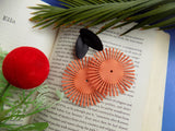 Metallic Orange Sun Flower Design Earrings
