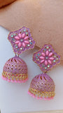 Baby Pink Diamond shape jhumka