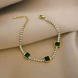 Stainless Steel Green cubic zirconia Bracelet