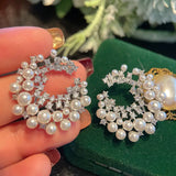 French Vintage-Inspired Luxurious Faux-Pearl Irregular Round Earrings for Women