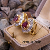 Copper Hoop Earrings with Red & Clear Gemstone