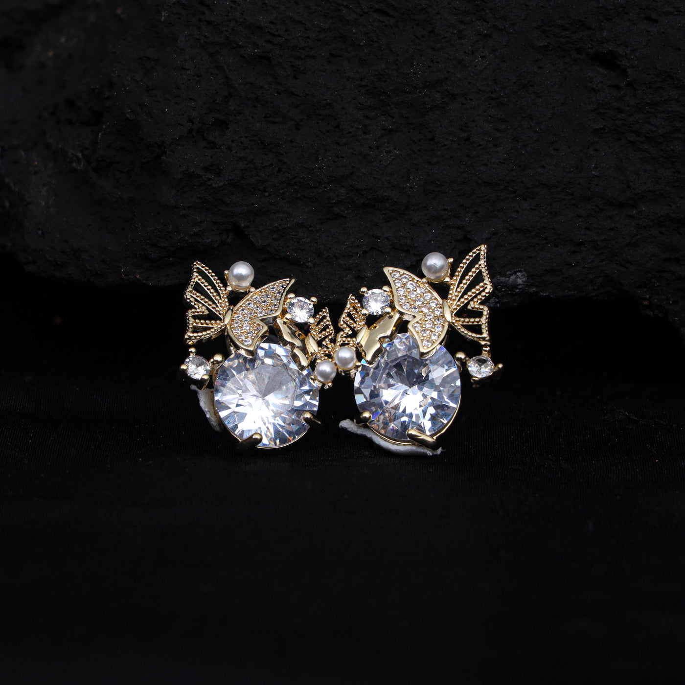 Beautiful Silver Butterfly American Diamond Studs