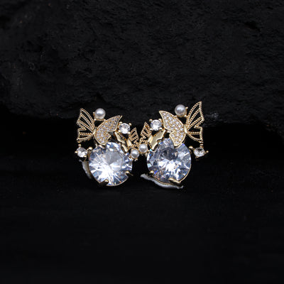 Beautiful Silver Butterfly American Diamond Studs