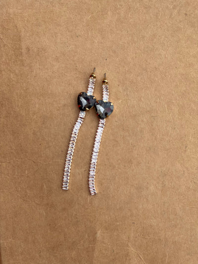 Brass platted green long zircon earrings for women