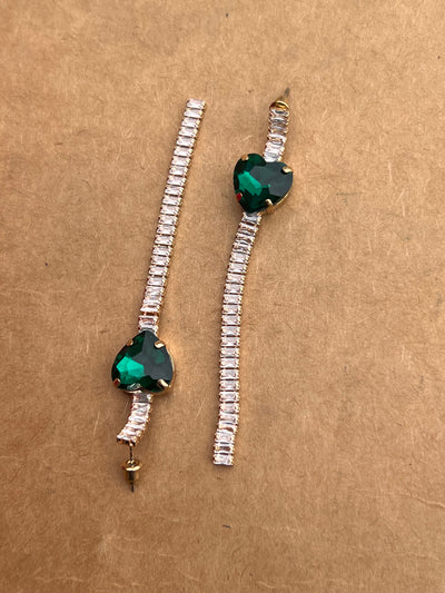 Brass platted black Zircon  long earrings