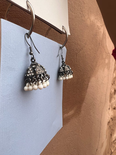 Daily Wear White Jhumki Earrings