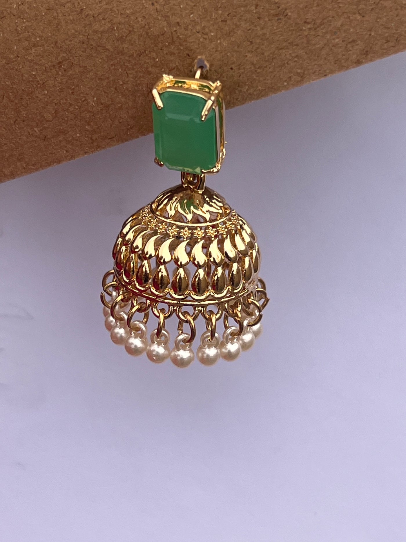 Beautiful Mint Green Jhumka Earrings