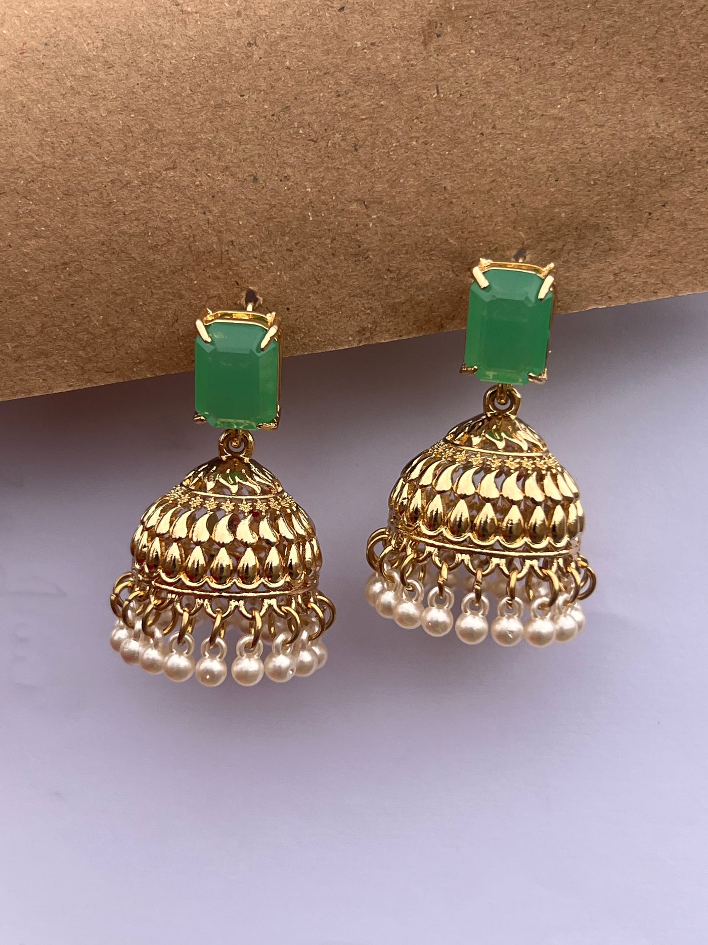 Beautiful Mint Green Jhumka Earrings