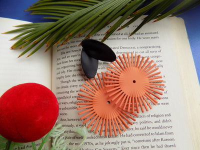 Metallic Orange Sun Flower Design Earrings