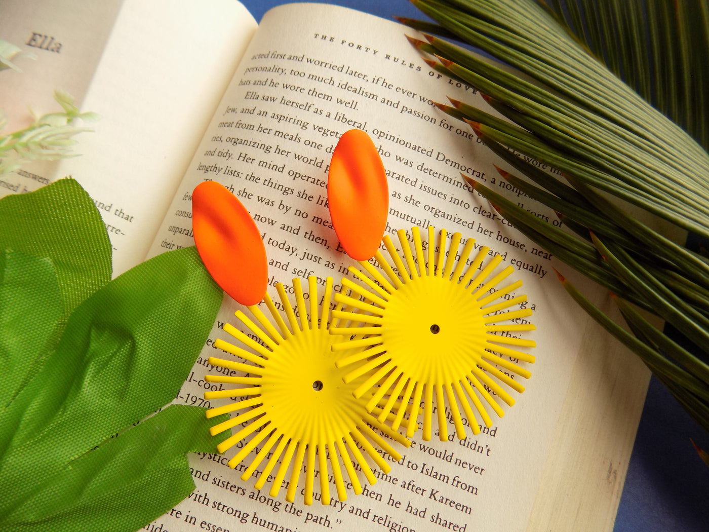 Metallic yellow Sun Flower Earrings Design