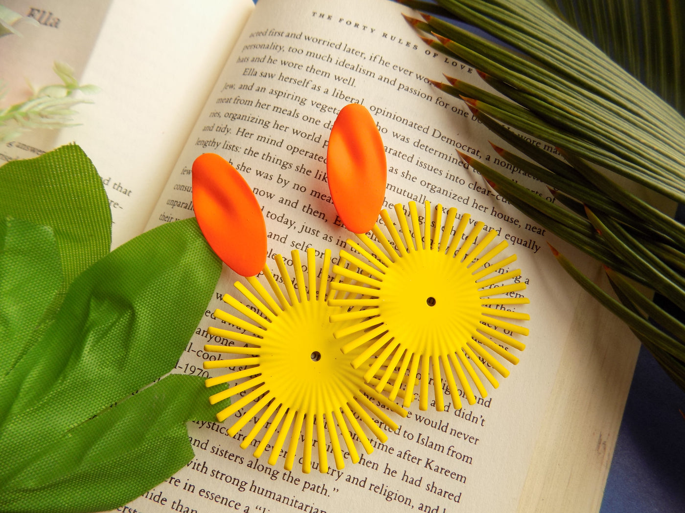 Metallic yellow Sun Flower Earrings Design