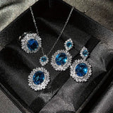 Elegant Bohemian Style Cubic blue  Zirconia Jewelry Set -