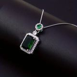 Green Zirconia Chain Pendant Necklace